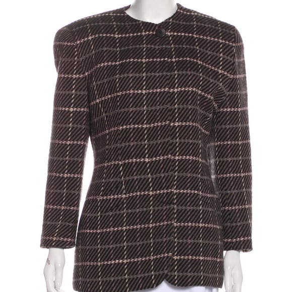 Dior Jackets & Blazers - CHRISTIAN DIOR Black Taupe Pattern Suit Jacket